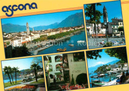 12858391 Ascona Lago Maggiore Hafen Cafe Park Kirche Ascona Lago Maggiore - Altri & Non Classificati