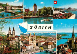 12856991 Zuerich ZH Partie An Der Limmat Bruecke Bootsanleger Kirche Alpenblick  - Other & Unclassified