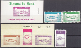 INSEL STROMA (Schottland), Nichtamtl. Briefmarken, Stroma To Huna, 2 Blöcke + 3 Marken, Ungebraucht, Europa 1963, Fische - Schottland