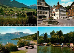 12856102 Sarnen Ansicht Mit Ramersberg Dorfplatz Brunnen Seeanlage Campingplatz  - Other & Unclassified