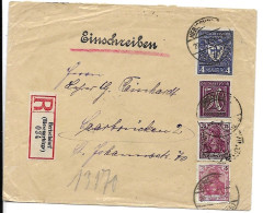 20.07.1922 Herischdorf Registered Letter To Saarbruecken 6 Mark Tariff - Briefe U. Dokumente