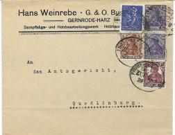 Infla Letter Gernrode To Quedlingburg Bahnpost Frose 1922 - Storia Postale