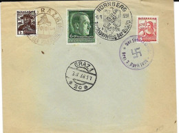 1938 Reichsparteitag 6.9.1938 Graz Volkserhebung 3.4.1938 Austrian And Reich Stamps On Envelope - Brieven En Documenten