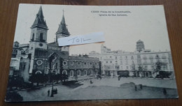 SPAIN ESPAÑA CADIZ ANDALUCIA PLAZA DE LA CONSTITUCION CHURCH IGLESIA DE SAN ANTONIO POSTAL POSTCARD - Cádiz