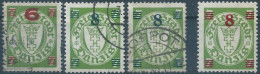 Germany-Deutschland,German Empire,Danzig 1934 -1936 Overprints On Coat Of Arms,Used & 8/7 Pfg, Red Overprint Is MNH - Usati