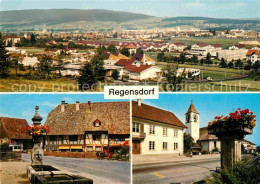 12807594 Regensdorf Panorama Hauptstrasse Brunnen Kirche Regensdorf - Sonstige & Ohne Zuordnung