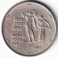 INDIA COIN LOT 101, 25 PAISE 1981, WORLD FOOD DAY, FAO, HYDERABAD MINT, AUNC, SCARE - Inde