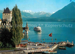 12790512 Oberhofen Thunersee Schloss Und Schiffsanlegestelle Mit Bluemlisalp Und - Other & Unclassified