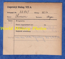 Document Ancien - STALAG VII A / MOOSBURG - Lagerartz - Fiche Du Prisonnier Roger SIMON - Régiment à Identifier WW2 - 1939-45