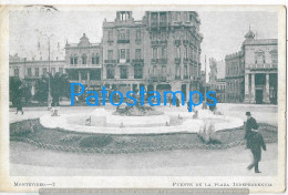 227809 URUGUAY MONTEVIDEO FUENTE DE LA PLAZA INDEPENDENCIA & TRAMWAY TRANVIA POSTAL POSTCARD - Uruguay