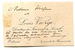 Carte De Visite Louis VIERGE Directeur Du "Journal Du Loiret" - Visitekaartjes