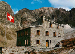 12781953 Saastal Weissmiesshuette Jaegigrat Walliser Alpen Schweizer Flagge Saas - Sonstige & Ohne Zuordnung