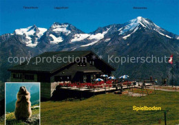 12780161 Saas-Fee Bergrestaurant Spielboden Murmeltier Alpenpanorama Walliser Al - Andere & Zonder Classificatie