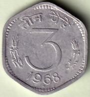 INDIA COIN LOT 352, 3 PAISE 1968, HYDERABAD MINT, AUNC - Indien