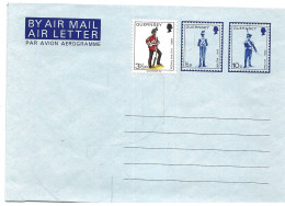 Guernsey 1974  Air Letter   Uniforms With One Stamp And Two Imprinted Stamps    Unused - Guernsey