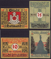 Detmold 10 + 25 Pfennig Notgeld 1920 Emergency Money   (ca394 - Otros & Sin Clasificación