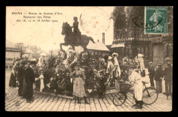 51 - REIMS - SOUVENIRS DES FETES DES 186-17-18 JUILLET 1909 - STATUE DE JEANNE D'ARC - Reims