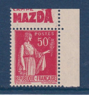 France - YT N° 283 * - Neuf Avec Charnière - PUB - Publicité Mazda - 1932 à 1933 - Unused Stamps