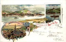 Gruss Aus Linz - Litho - Linz A. Rhein