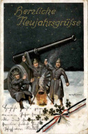 Herzliche Neujahrsgrüsse - Künstlerkarte Ad. Hoffmann - Guerre 1914-18