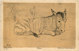 Zebra - Künstlerkarte Jakob Knoller - Pferde