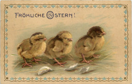 Ostern - Geflügel - Chicken - Prägekarte - Pâques