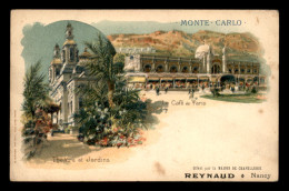 MONACO - MONTE-CARLO - THEATRE ET JARDIN - CAFE DE PARIS - CARTE LITHOGRAPHIQUE - Monte-Carlo