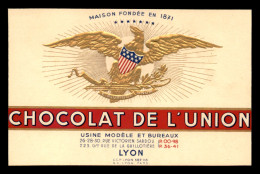 PUBLICITE - LYON - CHOCOLAT DE L'UNION - CARTE GAUFREE - AVIS DE PASSAGE - Werbepostkarten