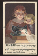 PUBLICITE - SINGER - CARTE ILLUSTREE  - CIE SINGER, 5 COTE DES CORDELIERS, ROMANS (DROME) - Advertising