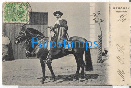 227856 URUGUAY MONTEVIDEO COSTUMES GAUCHO A HORSE HACENDADO CIRCULATED TO FRANCE POSTAL POSTCARD - Uruguay