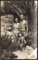 Trunks Muscular Man Guy And Bikini Woman  Girls   On Beach Old Photo 9x12cm #41144 - Anonymous Persons