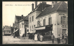 CPA Méru, Rue Nationale Et Hotel Du Lion D'Or  - Other & Unclassified