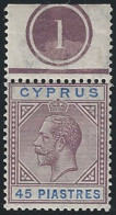 1921-23 Cipro Giorgio V 45pi. Dull Purple Ultr. MNH SG N. 99 - Other & Unclassified