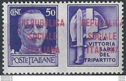 1944 Repubblica Sociale Propaganda 50c. FI Lilla MNH Sassone N. 48/Iae - Other & Unclassified