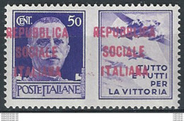 1944 Repubblica Sociale Propaganda 50c. FI Lilla MNH Sassone N. 47/Iab - Andere & Zonder Classificatie