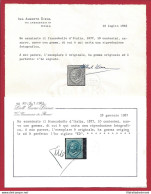 1877 Italia - Regno , N° 27 10 Cent. Azzurro MLH/*  Certificato A.Diena E.Diena - Autres & Non Classés