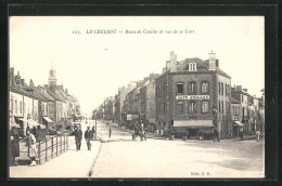 CPA Le Creusot, Cafe Juillot, Route De Couches Et Rue De La Gare  - Le Creusot