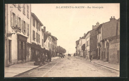 CPA St-Laurent-les-Macon, Rue Municipale, Vue De La Rue  - Macon