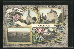 CPA Change, La Ville, L`Eglise, Le Pont, Un Bonjour De Change  - Other & Unclassified