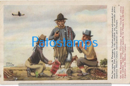 227891 ARGENTINA ART ARTE SIGNED MOLINA CAMPOS GAUCHOS PUBLICITY AVIATION PANAGRA POSTAL POSTCARD - Argentinië