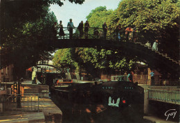 CPSM Paris-Le Canal Saint Martin-Péniche à L'écluse-Timbre     L2878 - Andere & Zonder Classificatie