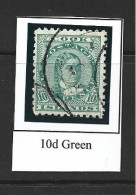 Cook Islands 1896 - 1900 10d Green Queen Makea FU , Small Ageing Spot On Verso - Cookinseln