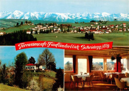 73900182 Scheidegg Allgaeu Panorama Terrassencafe Fuenflaenderblick Gaststube Sc - Other & Unclassified