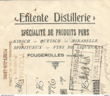 M11 Cpa / Old Invoice Facture LETTRE Ancienne Entente DISTILLERIE FOUGEROLLES 1928 Timbres Fiscaux MORET CHAMPAGNE - Old Professions