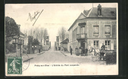 CPA Précy-sur-Oise, L`Entrée Du Pont Suspendu, Cafe A. Delort  - Précy-sur-Oise