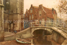 73784463 Delft NL Altstadt Kanal Bruecke Aquarell J. Setelik Kuenstlerkarte  - Sonstige & Ohne Zuordnung