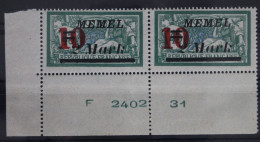 Memel 121 Bru Mit 2x 121IV Postfrisch Geprüft Klein BPP, Vorgefaltet #FC799 - Memelland 1923