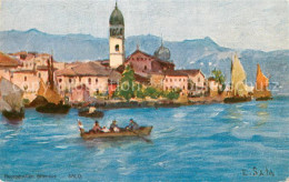 73783635 Salo Lago Di Garda IT Blick Vom See - Kuenstlerkarte E. Sala  - Andere & Zonder Classificatie