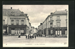 CPA Ecommoy, La Rue Nationale, Café  - Ecommoy