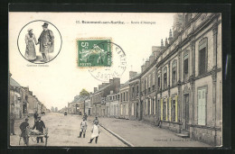 CPA Beaumont-sur-Sarthe, Route D'Alencon, Costume Sarthois  - Beaumont Sur Sarthe